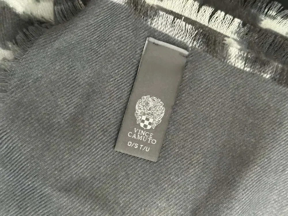 Vince Camuto Gray and White Leopard Print Scarf